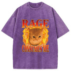 Rage Consumes Me Edgy Funny Cat Meme Washed T-Shirt