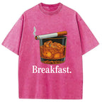 Breakfast Funny Meme Washed T-Shirt