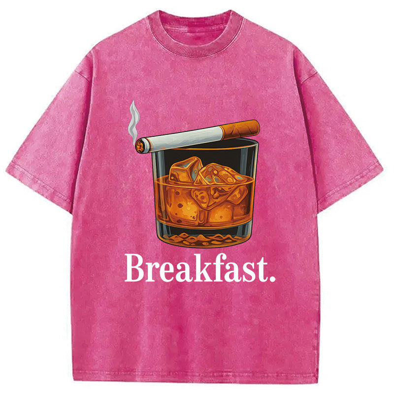 Breakfast Funny Meme Washed T-Shirt