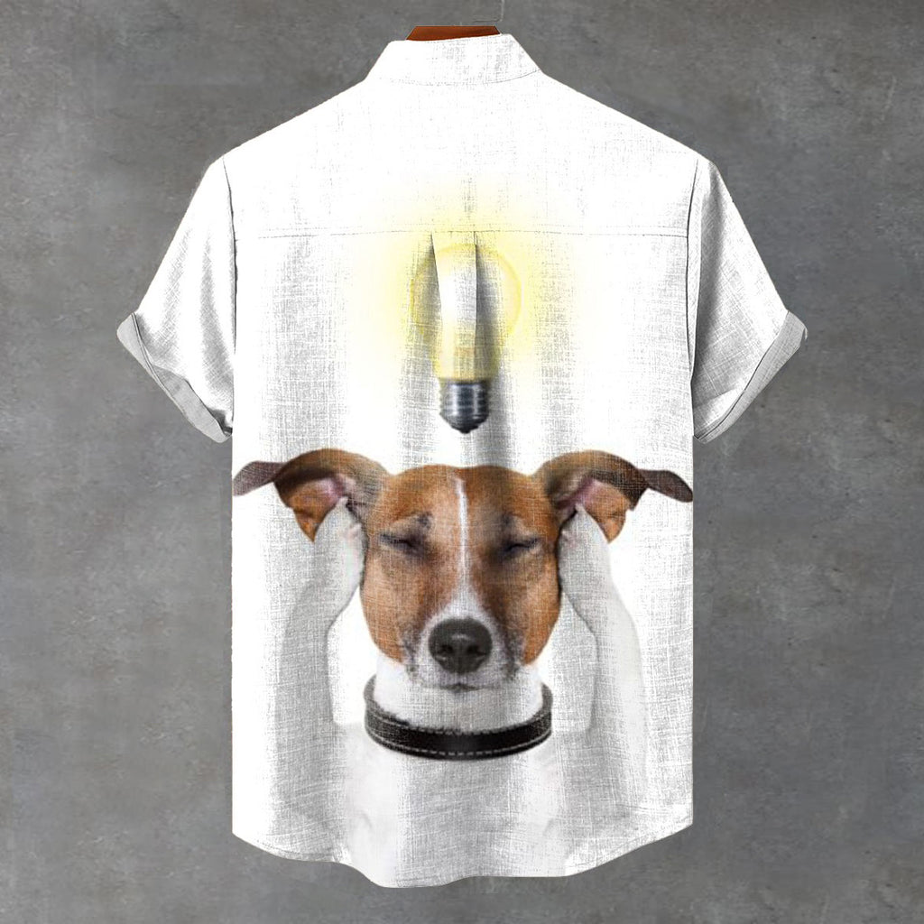Bulb Puppy Vintage Print Casual 100% Cotton Shirt