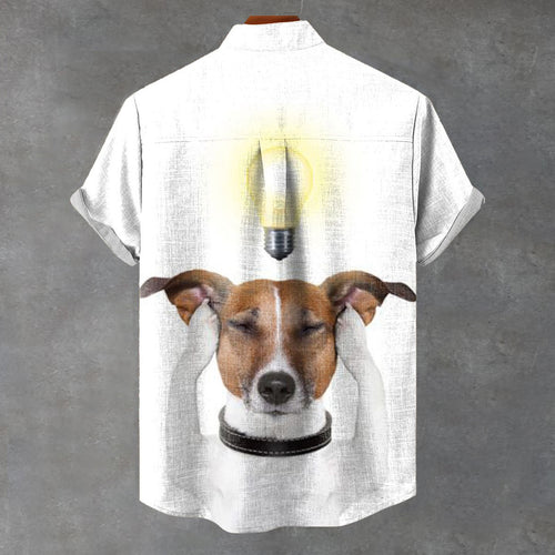 Bulb Puppy Vintage Print Casual 100% Cotton Shirt