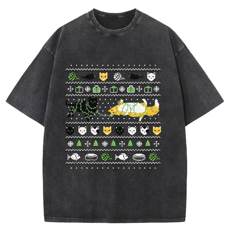 Ugly Cat Sweater Washed T-Shirt