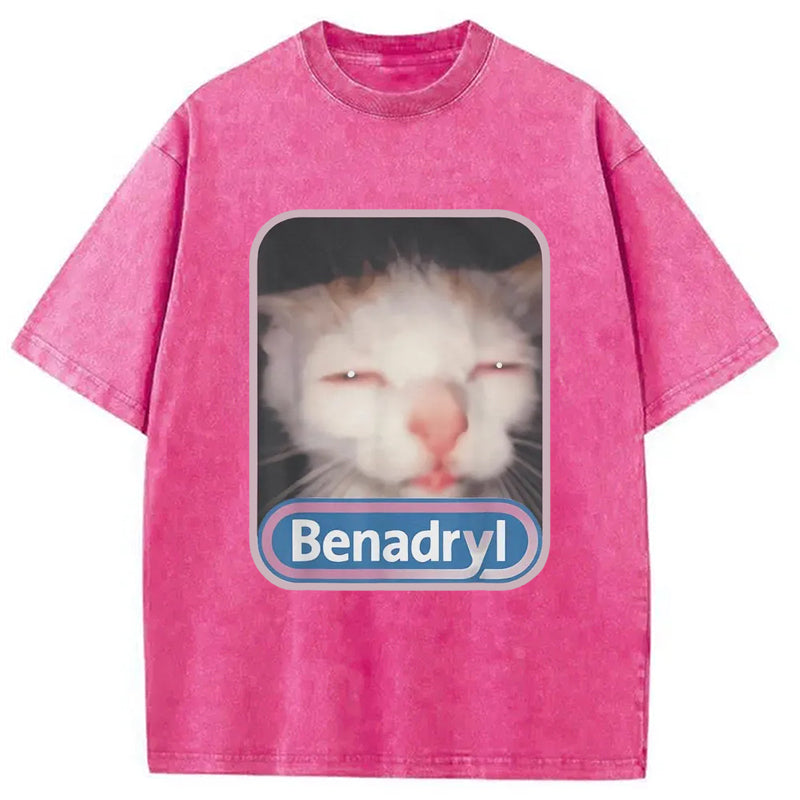 Benadryl Meme Cat Washed T-Shirt