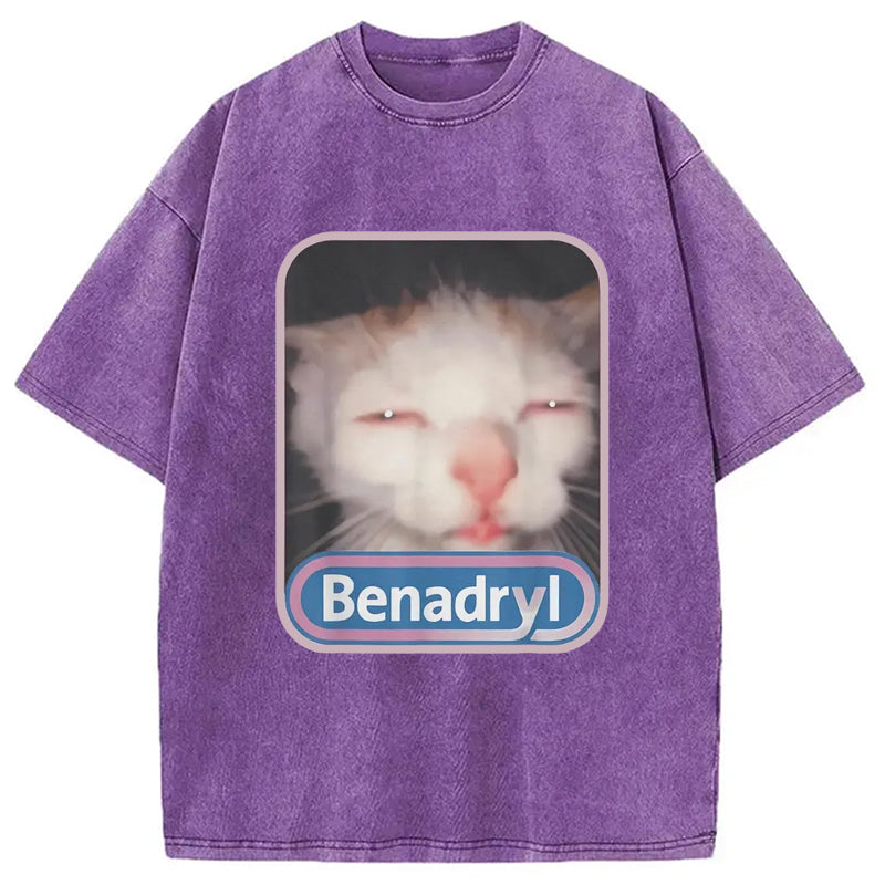 Benadryl Meme Cat Washed T-Shirt