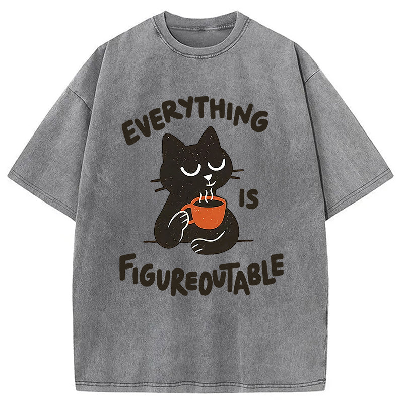 Cat Tasting Coffee Washed T-Shirt