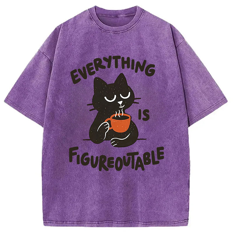 Cat Tasting Coffee Washed T-Shirt
