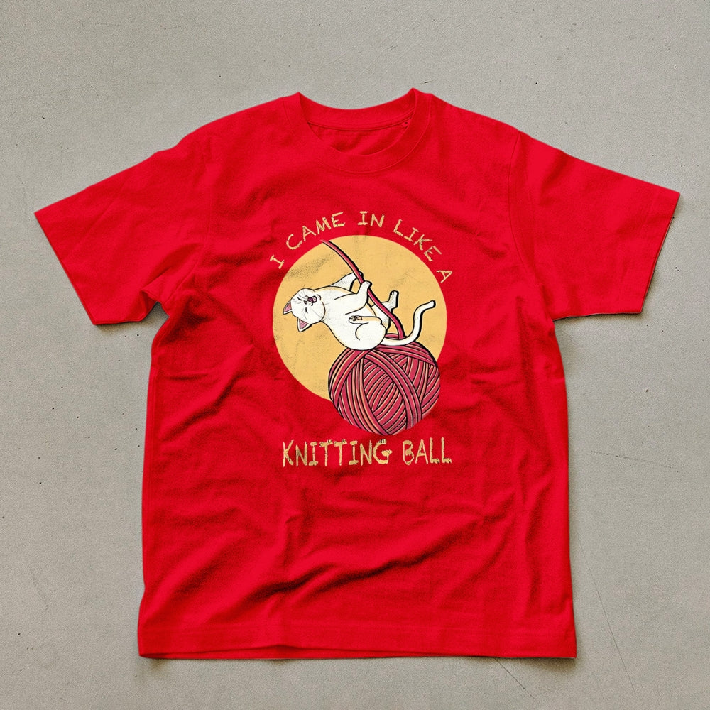 Wool Ball Cat Pattern Unisex Prints T-Shirt