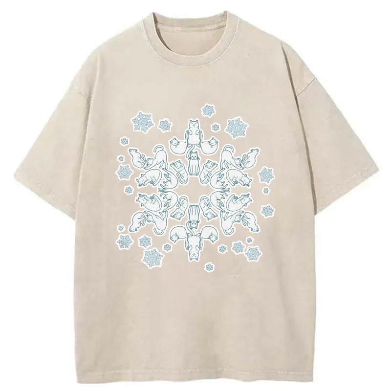 Cat Snowflake Washed T-Shirt