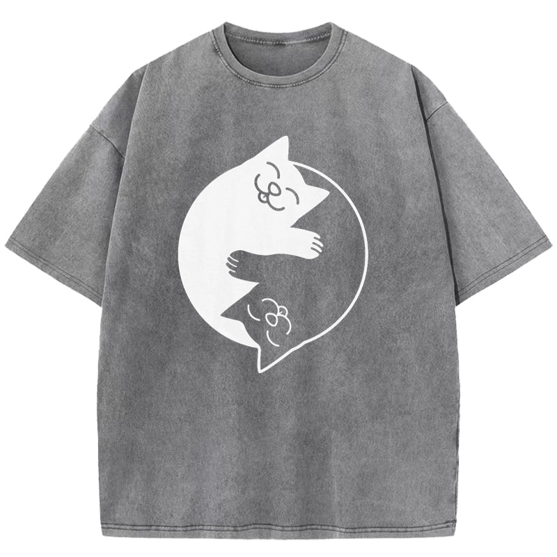 Yin Yang Cats Washed T-Shirt
