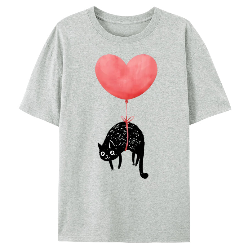 Black Cat And Heart Balloon Classic T-Shirt