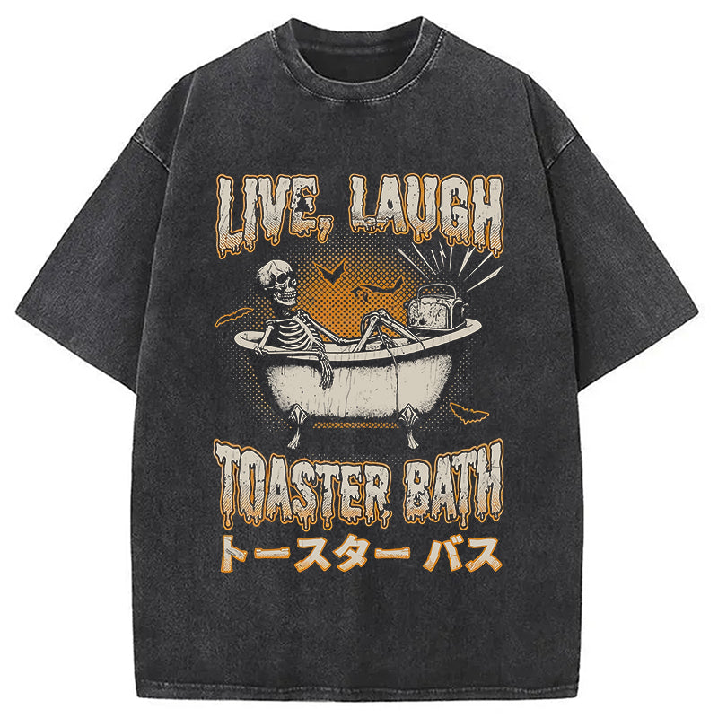 Skeleton Taking A Bath Washed T-Shirt