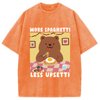 Bear Eating Spaghetti Washed T-Shirt