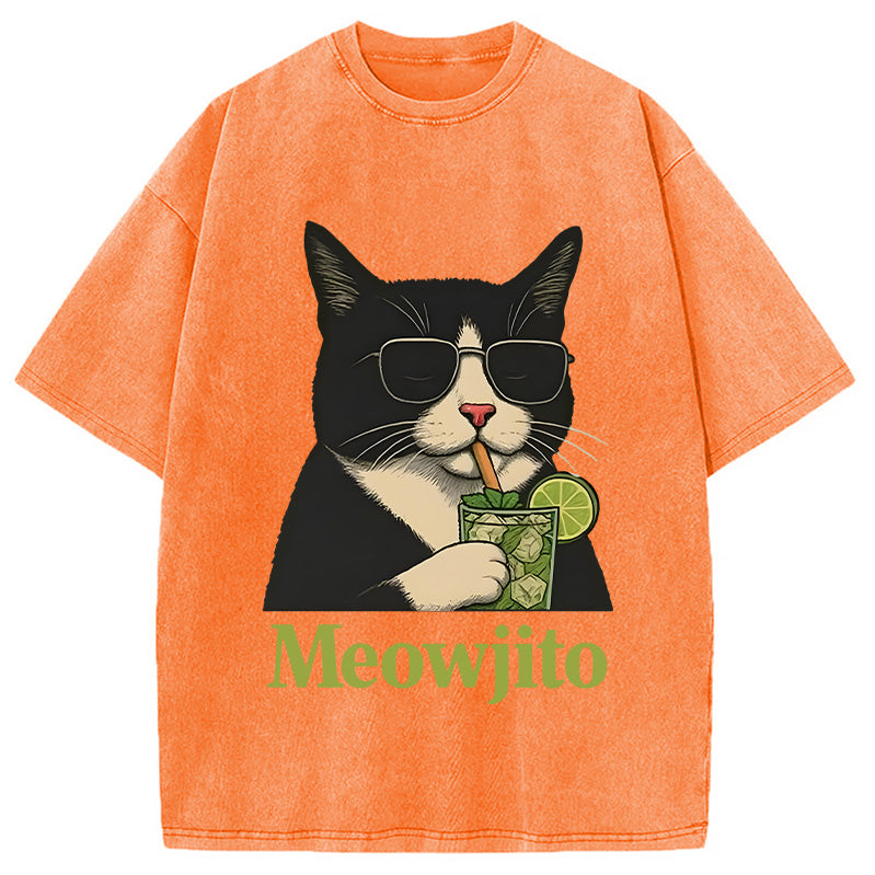 Cow Cat Meowjito Washed T-Shirt