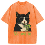Cow Cat Meowjito Washed T-Shirt