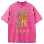Colorful Mushrooms Japanese Art Washed T-Shirt