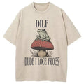 Cute Frog on Mushroom Washed T-Shirt