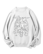 Cat & Skeleton Cotton Sweatshirt