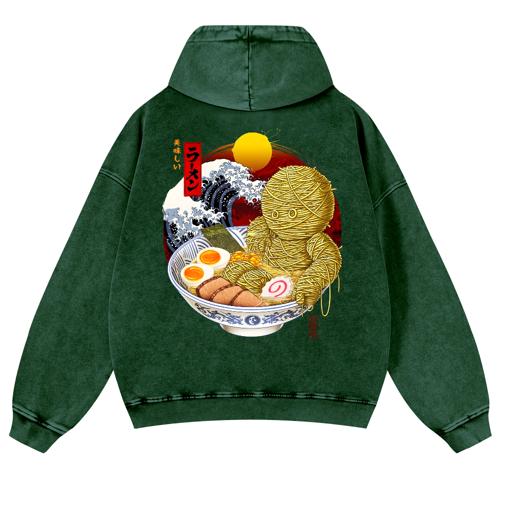 Ramen Yummy Vintage Washed Cotton Back Art Hoodie