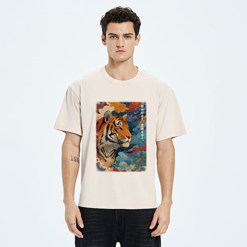 Unisex Tiger Of The Cloud Sea Washed T-Shirt