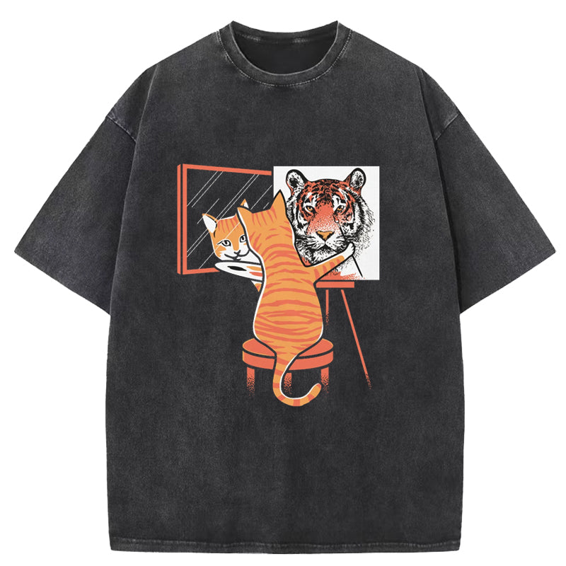 Cat Self Portrait Washed T-Shirt