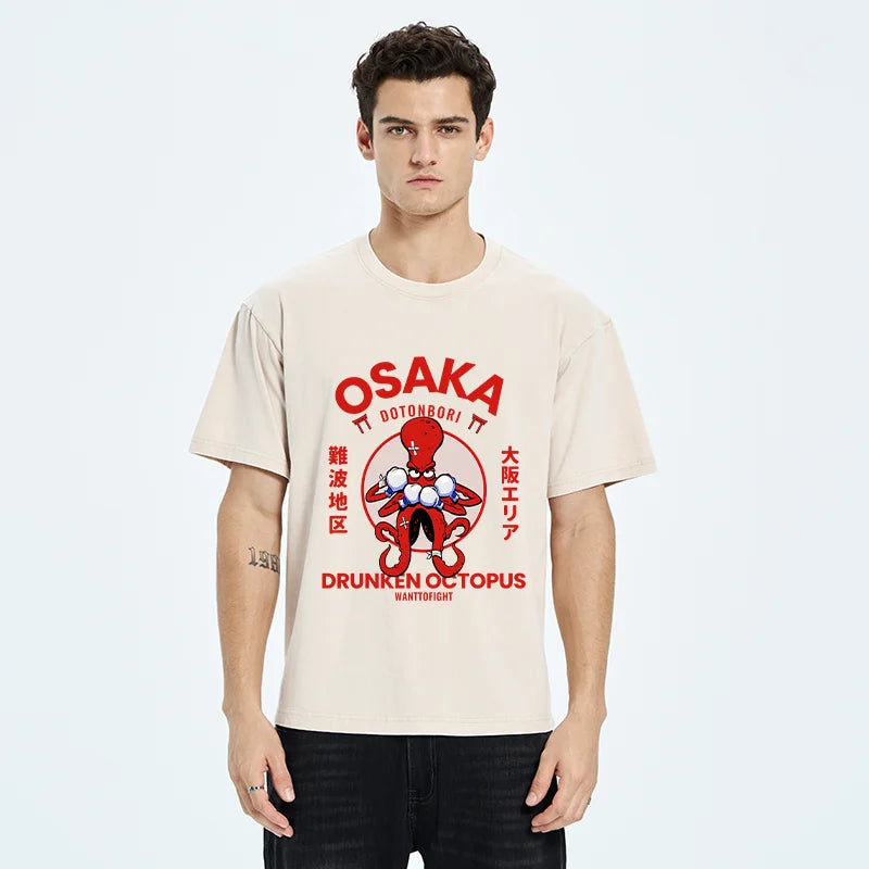 Osaka Octopus Monster Japan Washed T-Shirt