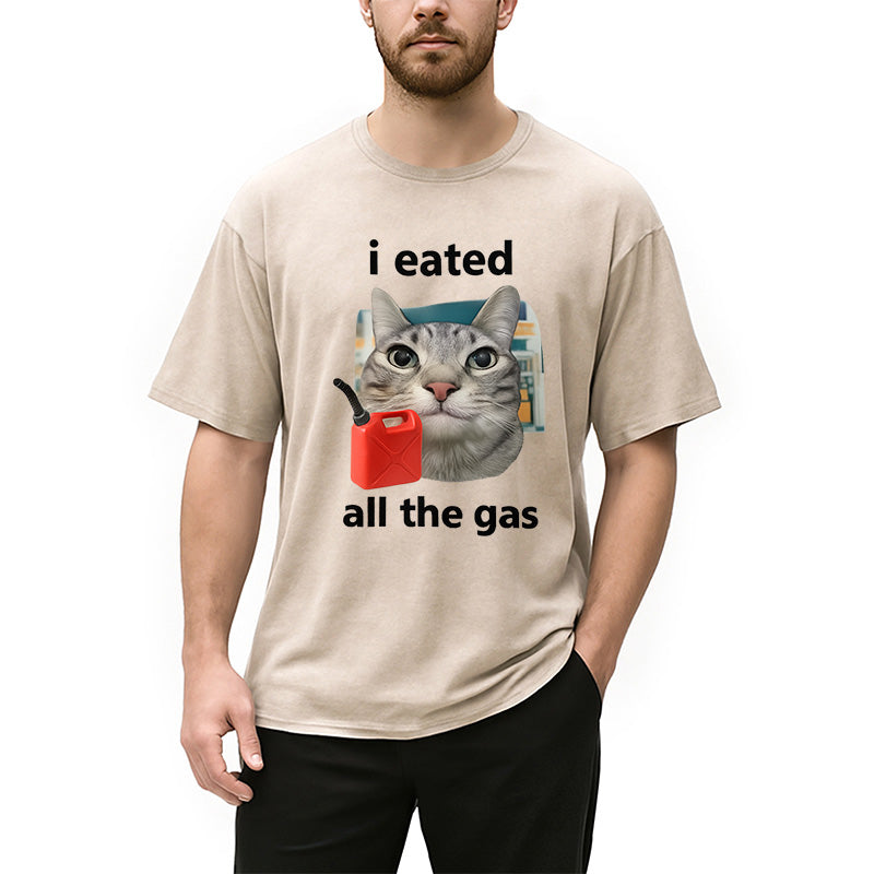 I Eated All The Gas Cat Funny Washed T-Shirt