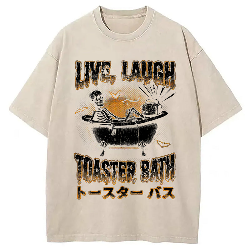 Skeleton Taking A Bath Washed T-Shirt