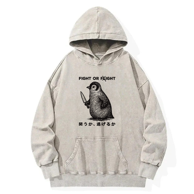 Funny Fight Or Flight Washed Hoodie