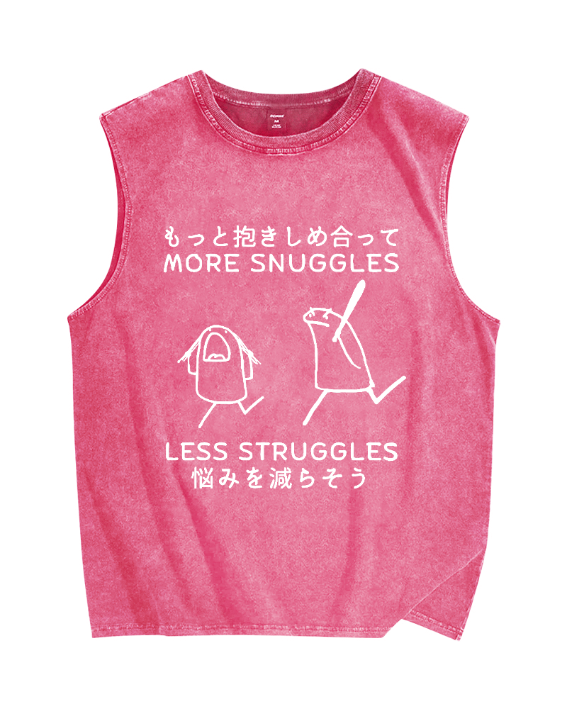 More Snuggles Less Struggles Vintage Distressed Washed Tank Top