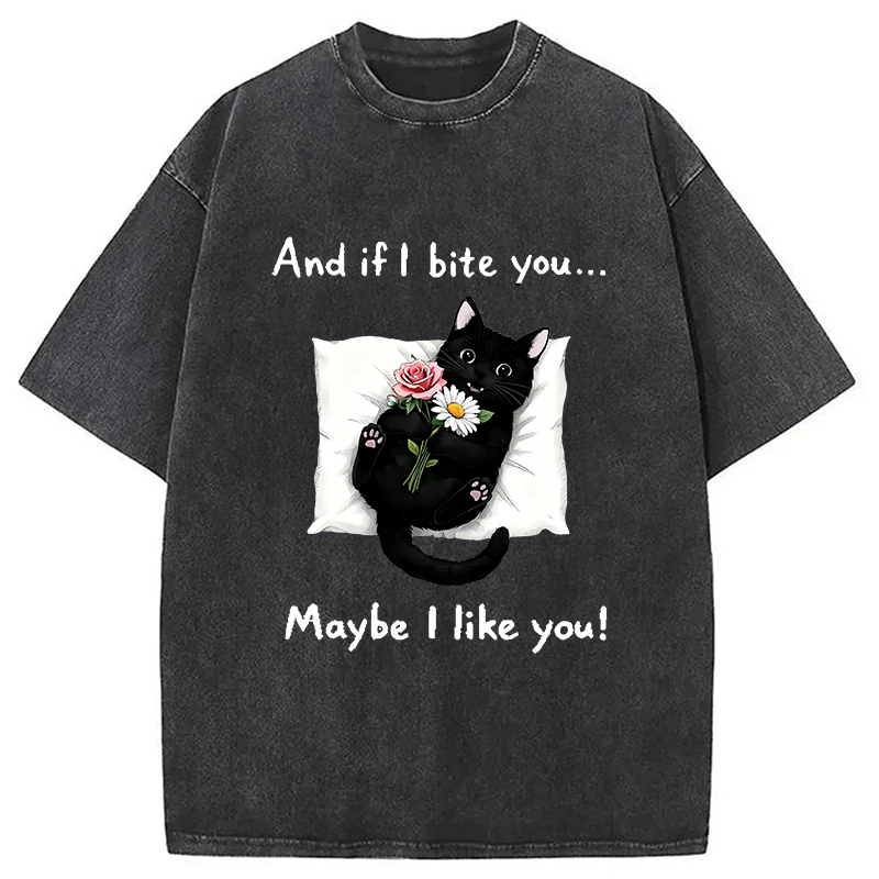 Cat's Expression Of Love Washed T-Shirt