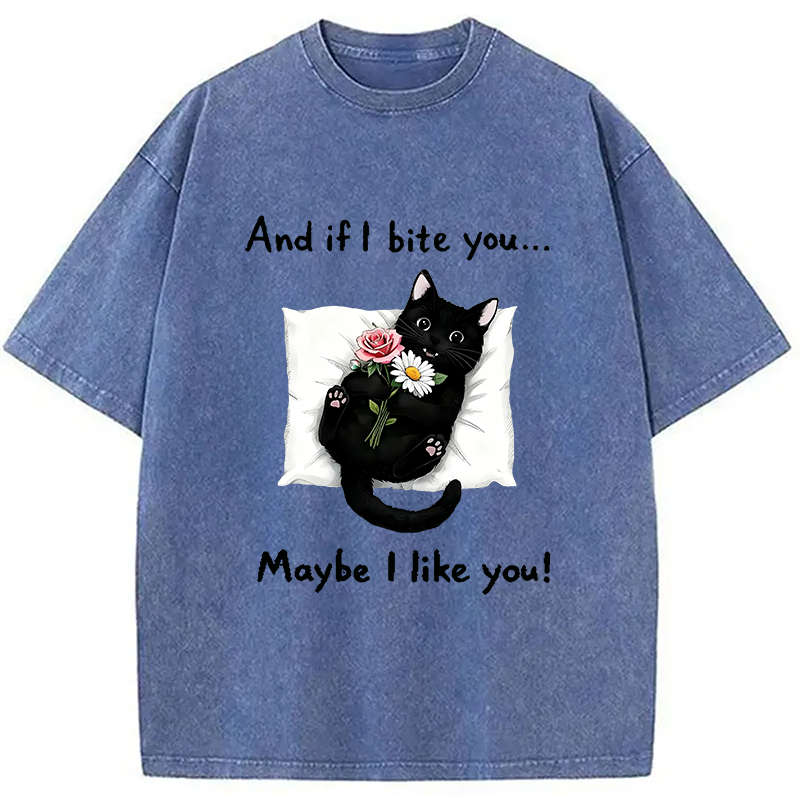 Cat's Expression Of Love Washed T-Shirt
