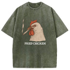 Fried Chicken 420 Smoking Meme Washed T-Shirt