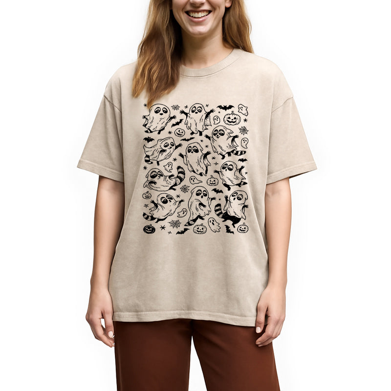 Spooky Ghost Raccoon Washed T-Shirt