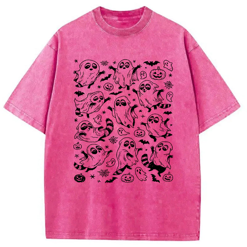 Spooky Ghost Raccoon Washed T-Shirt