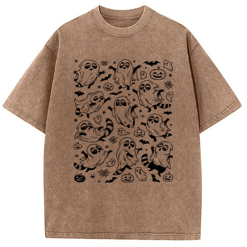 Spooky Ghost Raccoon Washed T-Shirt