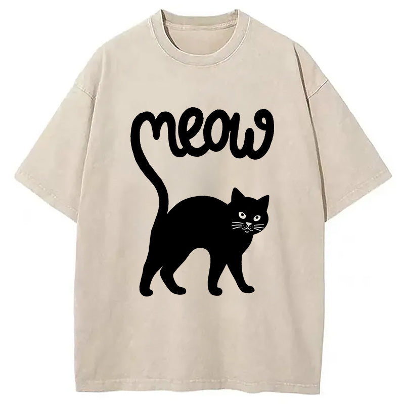 Funny Cat Tail Washed T-Shirt