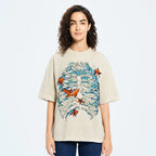 Fish & Wave Bone Art Vintage Cozy T Shirt