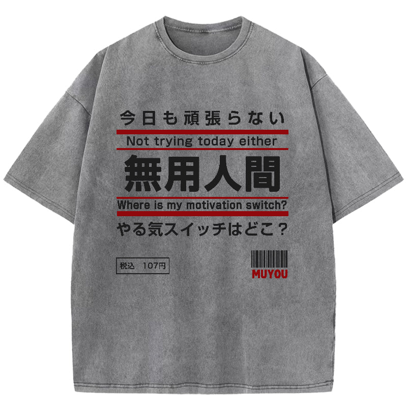 Not Trying Today Either Washed T-Shirt