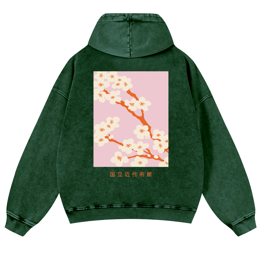Sakura Vintage Washed Cotton Back Art Hoodie