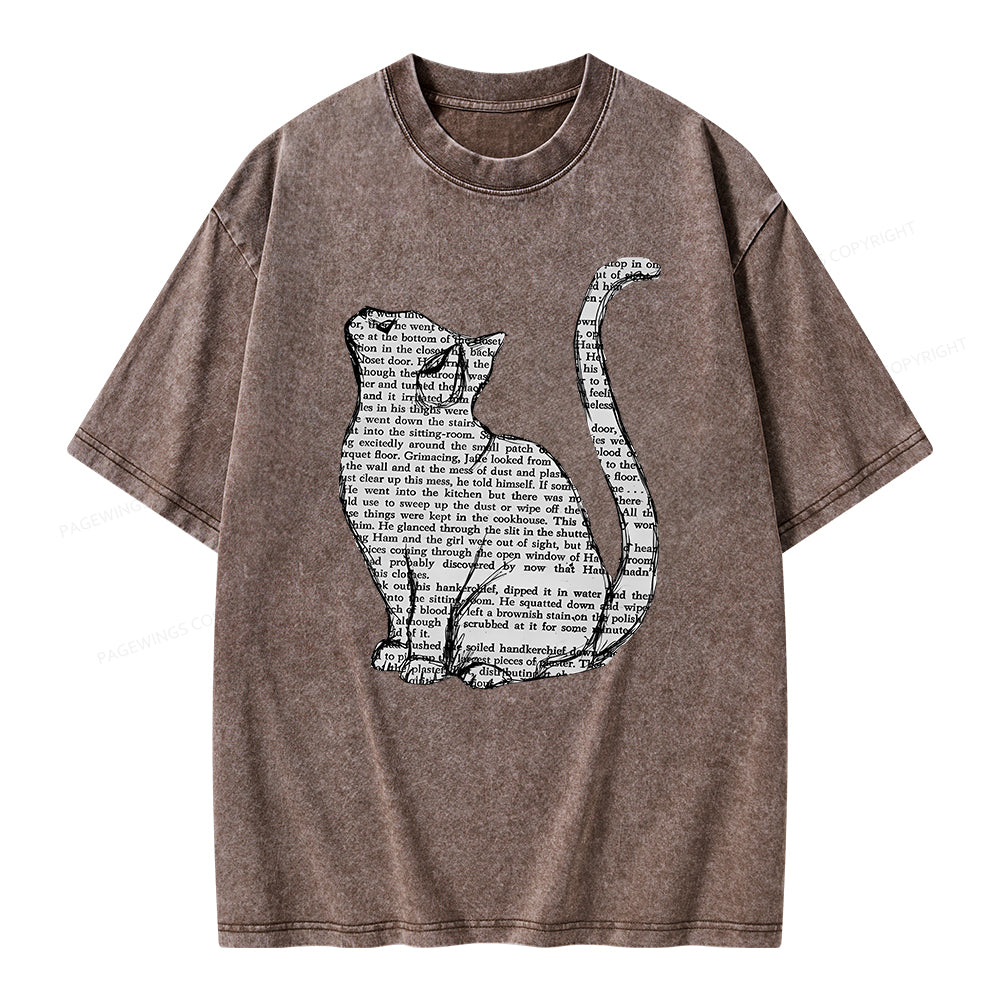 Lots Of Books And Cute Cats Unisex Washed T-shirt