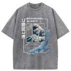 Ukiyoe Waves And Fish Washed Vintage T-Shirt