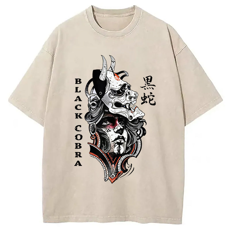 Oni Devil Hannya Mask Vintage Washed T-Shirt