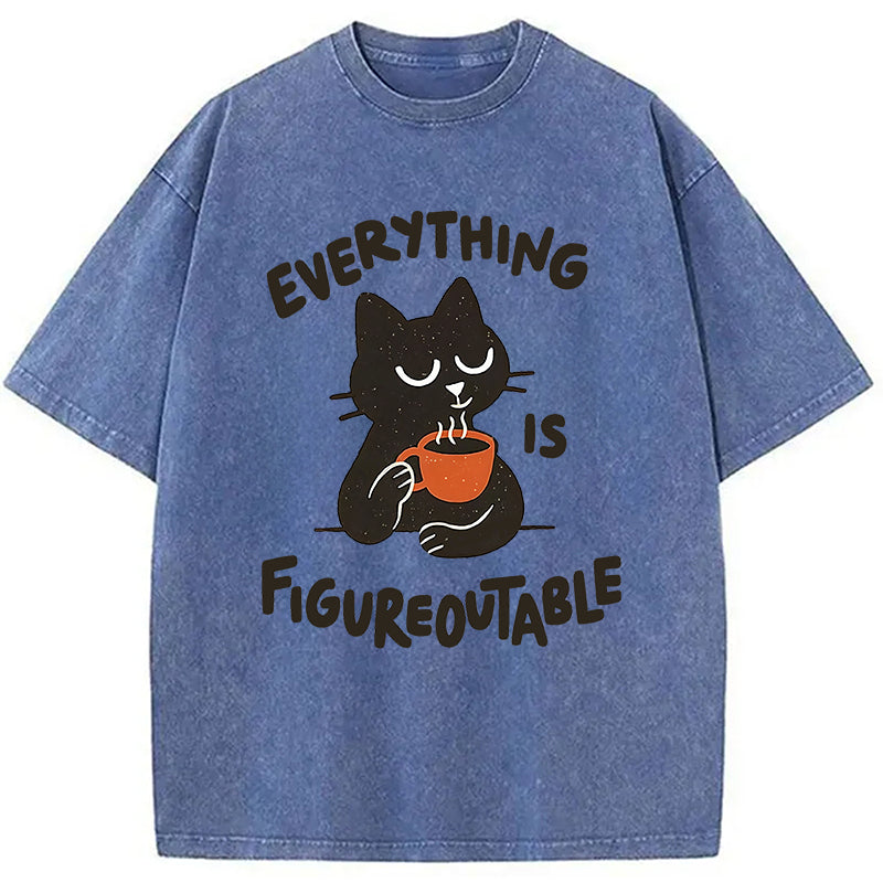 Cat Tasting Coffee Washed T-Shirt
