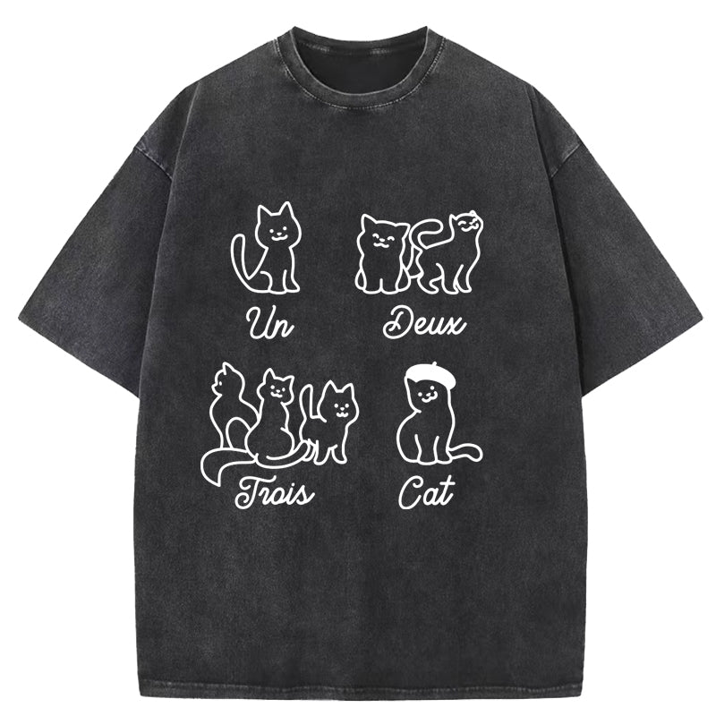 Un Deux Trois Cat Washed T-Shirt