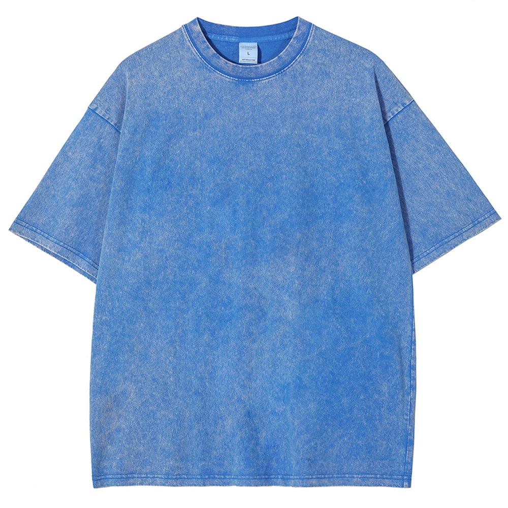 Fishes Pattern Printed Washed Vintage Short Sleeves T-Shirt