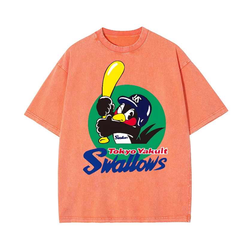 Tokyo Yakult Swallows Baseball Vintage Wash Japanese Design T-Shirt