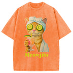 Orange Cat Meowjito Washed T-Shirt