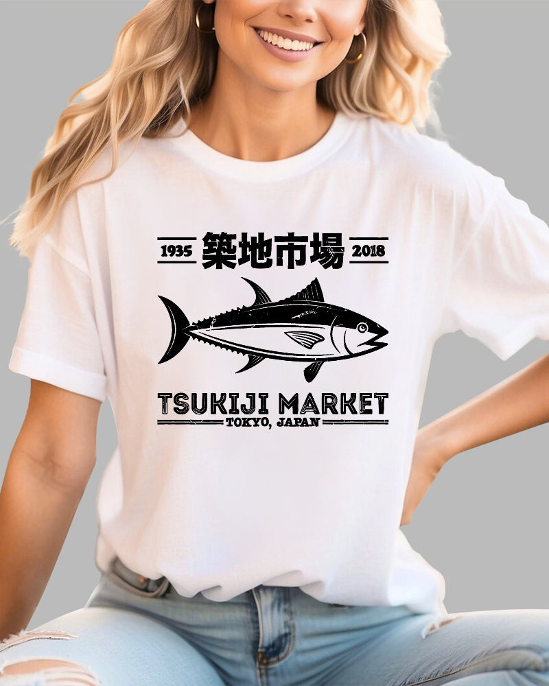 Tsukiji Market Tokyo Cotton casual T-shirt