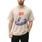 Sad Meow Smoking Cat Washed T-Shirt