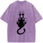 Unisex Cute Scratching Cat Vintage Washed T-Shirt